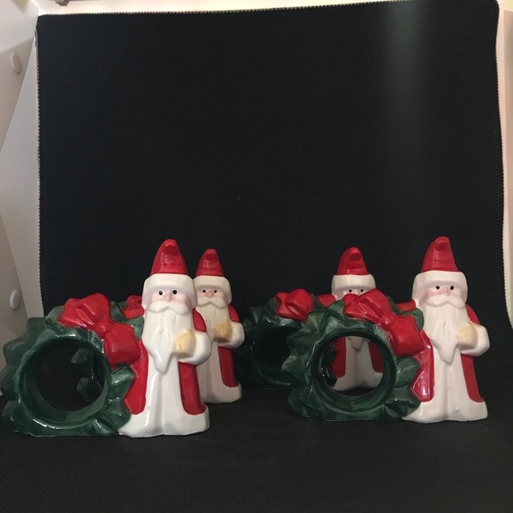Yule Tide set of 4 Vintage Santa Napkin Holder rings - Picture 7 of 12